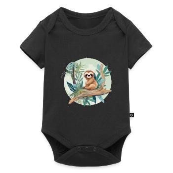 Cute sloth in the jungle - Baby Premium short-sleeve bodysuit - black - Front