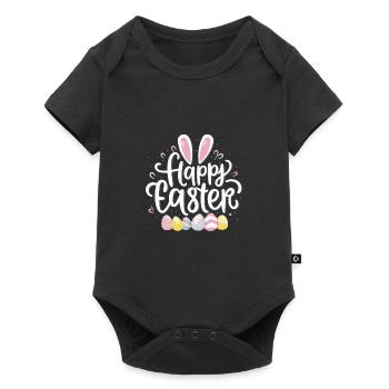 Joyeuses Pâques Joyeuses Pâques avec des oreilles de lapin - Body à manches courtes Premium Bébé - noir - Devant