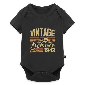 Vintage 1943 Rétro Cadeau D’anniversaire 1943 - Body à manches courtes Premium Bébé - noir - Devant