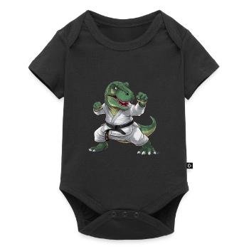 Dinosaurier Karate Kampfsport für Dinosaurier - Baby Premium Kurzarmbody - Schwarz - Vorne