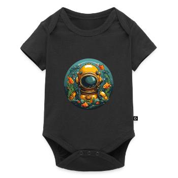 Diving helmet with fish on the bottom of the sea - Baby Premium short-sleeve bodysuit - black - Front