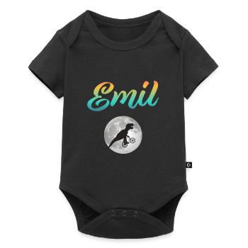 EMIL - Beautiful boy name with dinosaur - Baby Premium short-sleeve bodysuit - black - Front