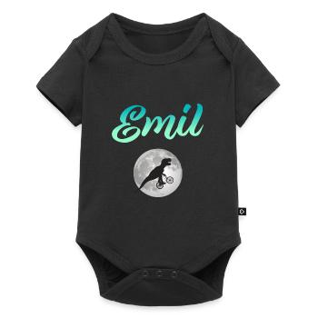 EMIL - Beautiful boy name with dinosaur - Baby Premium short-sleeve bodysuit - black - Front