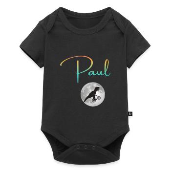 PAUL - Beautiful boy name with dinosaur - Baby Premium short-sleeve bodysuit - black - Front