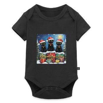 Schwarze Katzen mit Weihnachtsgeschenke - Baby Premium Kurzarmbody - Schwarz - Vorne