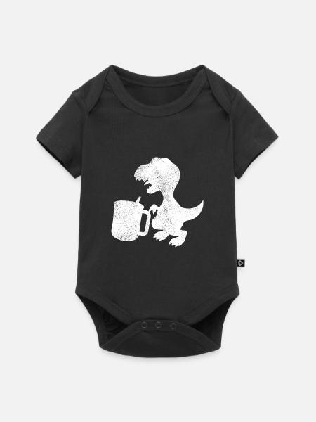 Tee Rex Teetrinker Dinosaurier - Baby Premium Kurzarmbody - Schwarz
