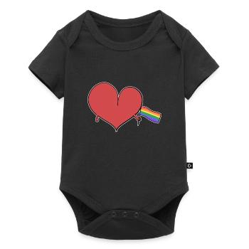 drapeau lgbt amour coeur rouge arc-en-ciel - Body à manches courtes Premium Bébé - noir - Devant