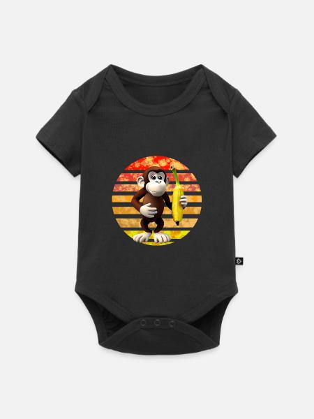 Bananen Affe - Baby Premium Kurzarmbody - Schwarz