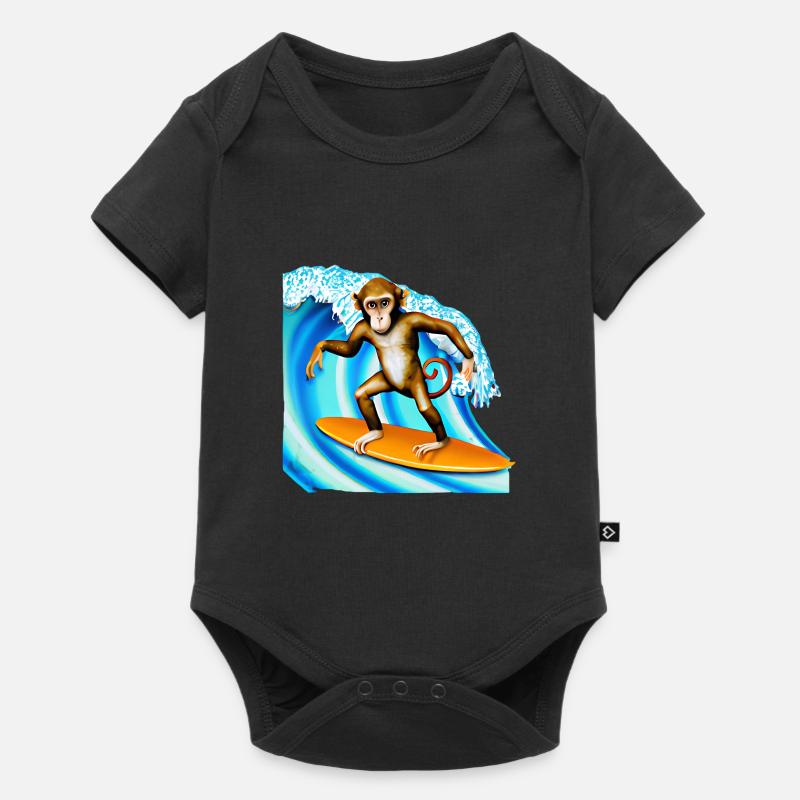 Surfer Affe - Baby Premium Kurzarmbody - Schwarz