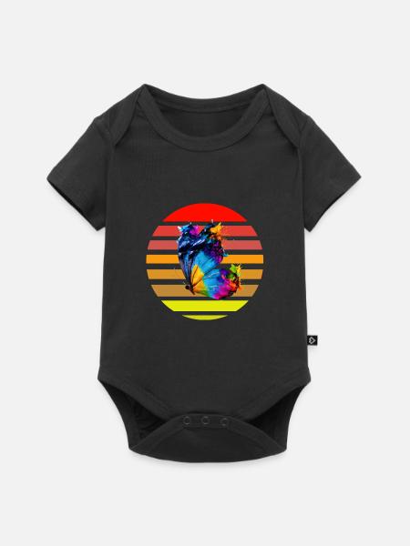 Schmetterling mit Farbklecksen - Baby Premium Kurzarmbody - Schwarz