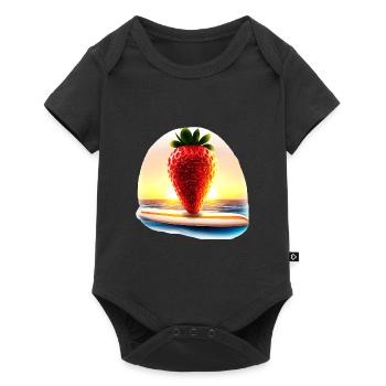 Surfing strawberry in sunset - Baby Premium short-sleeve bodysuit - black - Front