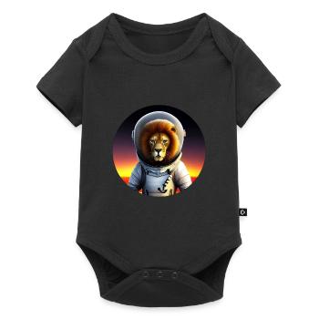 Lion astronaute au coucher du soleil - Body à manches courtes Premium Bébé - noir - Devant