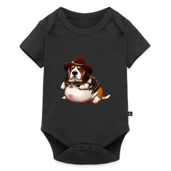 Fat Beagle Cowboy - Baby Premium short-sleeve bodysuit - black - Front