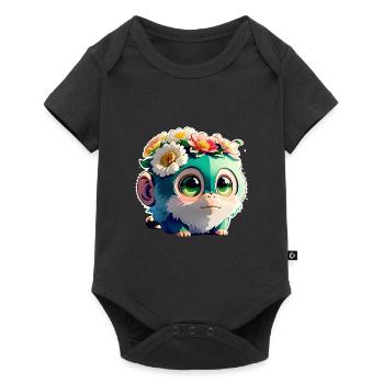 Ami singe fleuri - Body à manches courtes Premium Bébé - noir - Devant