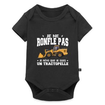 Construction machine Backhoe loader Snorer - Baby Premium short-sleeve bodysuit - black - Front