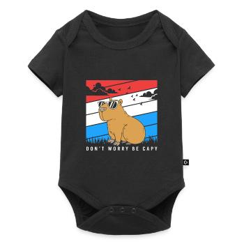 Dont Worry Be Capy Capybara - Baby Premium Kurzarmbody - Schwarz - Vorne