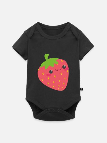 Erdbeere - Baby Premium Kurzarmbody - Schwarz