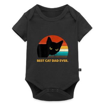 Best Cat Dad Ever Vintage Mens T Shirt Black Cat - Baby Premium short-sleeve bodysuit - black - Front