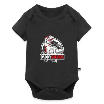 Daddysaurus T-Shirt Vatertag T rex Daddy Saurus - Baby Premium Kurzarmbody - Schwarz - Vorne