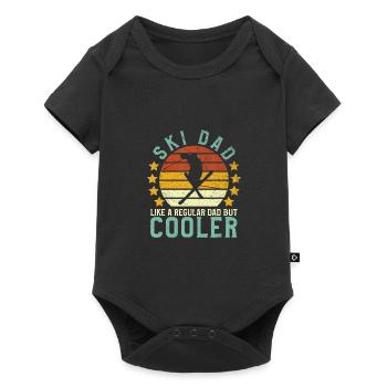 Herren Ski Papa Lustig Skifahrer Amp Skiliebhaber Vater - Baby Premium Kurzarmbody - Schwarz - Vorne