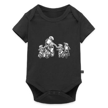 Motocross Papa Amp Son Trail Biker MTB Fahrrad - Baby Premium Kurzarmbody - Schwarz - Vorne
