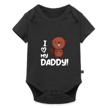 I love my dad with sweet beaver - Baby Premium short-sleeve bodysuit - black - Front