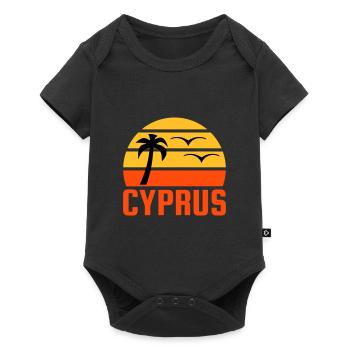 Cyprus (half sun, palm tree, two birds) - Baby Premium short-sleeve bodysuit - black - Front