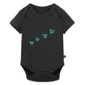 Vêtements en tissu 4 cœurs bleu - Body à manches courtes Premium Bébé - noir - Devant