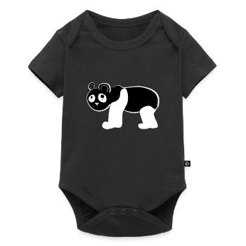 Bär Panda Tier Symbol - Baby Premium Kurzarmbody - Schwarz - Vorne