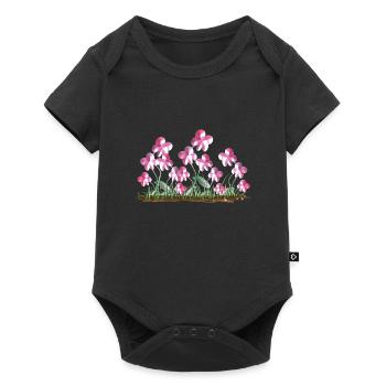 pink flowers natural symbol plant - Baby Premium short-sleeve bodysuit - black - Front
