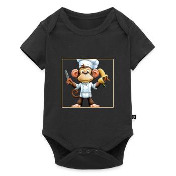 Bananen Affe kocht - Baby Premium Kurzarmbody - Schwarz - Vorne