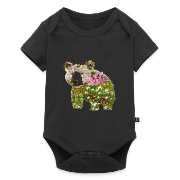 Flower Bear Bear Flowers - Baby Premium short-sleeve bodysuit - black - Front