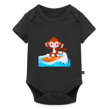 Surfer Monkey - Baby Premium short-sleeve bodysuit - black - Front