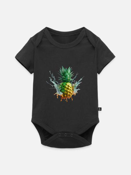 Farbenfrohe Ananas - Baby Premium Kurzarmbody - Schwarz