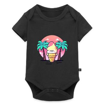 Crème glacée molle sous les palmiers au coucher du soleil - Body à manches courtes Premium Bébé - noir - Devant