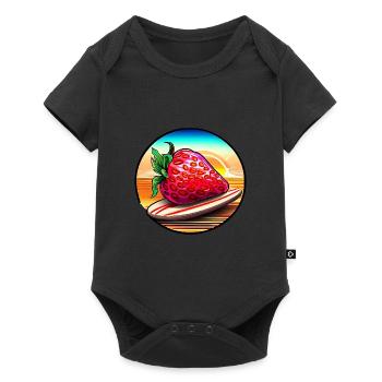 Surfing strawberry in sunset - Baby Premium short-sleeve bodysuit - black - Front