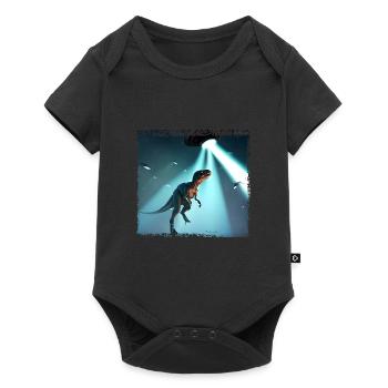 UFO trifft auf Dinosaurier - Baby Premium Kurzarmbody - Schwarz - Vorne