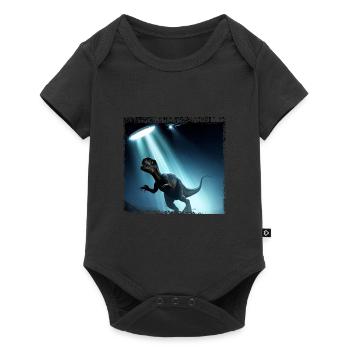 UFO trifft auf Dinosaurier - Baby Premium Kurzarmbody - Schwarz - Vorne