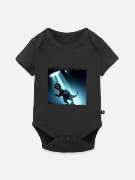 UFO trifft auf Dinosaurier - Baby Premium Kurzarmbody - Schwarz