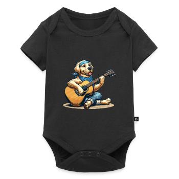 Golden Retriever playing Guitar - Baby Premium short-sleeve bodysuit - black - Front