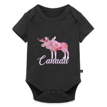 Flowers Canada Moose - Baby Premium short-sleeve bodysuit - black - Front