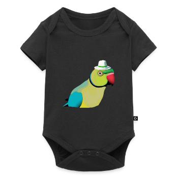 Indischer Ringelhals Papagei - Baby Premium Kurzarmbody - Schwarz - Vorne