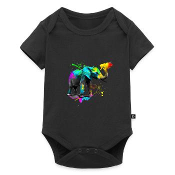 Safari Art Éléphant - Body à manches courtes Premium Bébé - noir - Devant