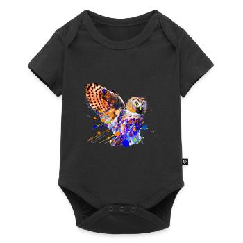 Bunte Eule - Baby Premium Kurzarmbody - Schwarz - Vorne