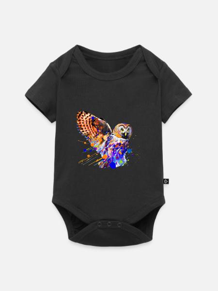 Bunte Eule - Baby Premium Kurzarmbody - Schwarz