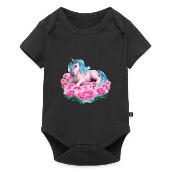 Licorne dans les roses - Body à manches courtes Premium Bébé - noir - Devant