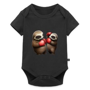 Cute baby sloths in boxing match - Baby Premium short-sleeve bodysuit - black - Front