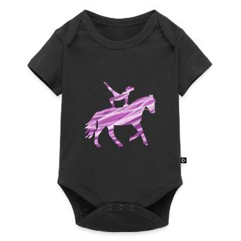 Cheval sautant sur cheval rose - cadeau de saut - Body à manches courtes Premium Bébé - noir - Devant