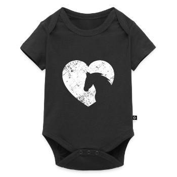 wise vintage heart with horse head - Baby Premium short-sleeve bodysuit - black - Front