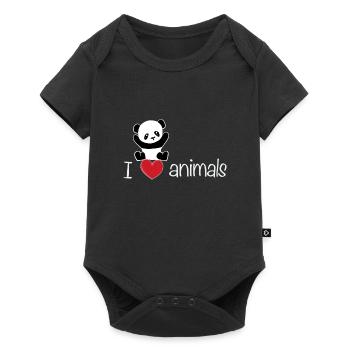 I love animals bear panda - Baby Premium short-sleeve bodysuit - black - Front
